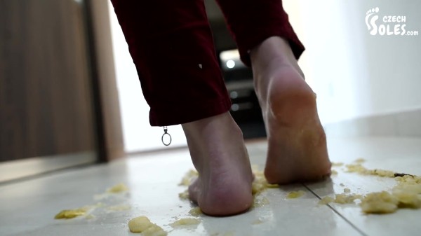 Czech Soles - Fruit Crushing And POV Foot Licking (Trampling, Foot Feeding, Feet, Czech)