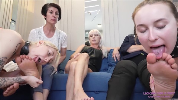 Licking Girls Feet - Angela Lily Lora And Salma - Great Milfs Foot Party! - Full