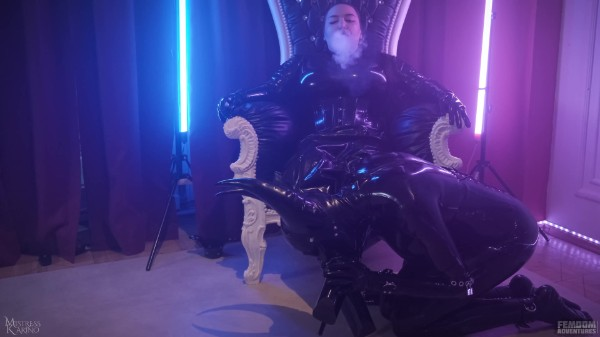 Femdom Adventures - Smoking Latex Shining And Boot Worship With Latex Devil - Mistress Karino