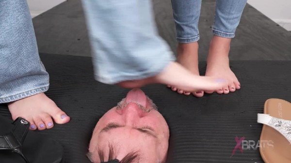 Bratty Foot Girls - Halee and Kristina - Sweaty Sandal Foot Cleaner