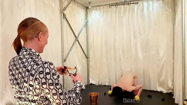 Madam M - Savage Slingshot Shots Extreme Bondage CBT Catapult Punishment