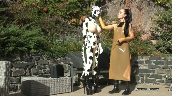 Queens of Kink - Latex cow inspected and fucked stage 1 - Fetish Liza and Natalie Goth TV
