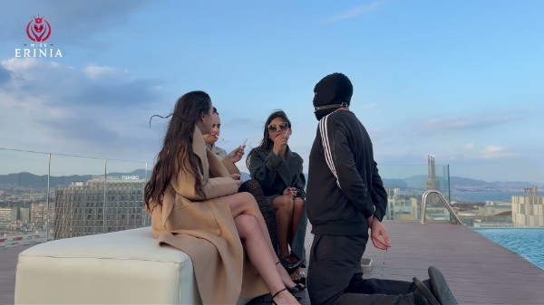 MissErinia - The three Mistresses humiliate the slave on the rooftop
