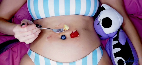 Anya T Videos - Ravenous Stocking Eats Sweet Treats [and you] + Bloated Navel Play